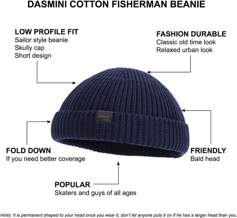 DASMINI Fisherman Beanie Hats for Men Women,Knit Trawler Skull Cap,Watch Cap,Spring Fall Winter Warm Short Hats - Image 5